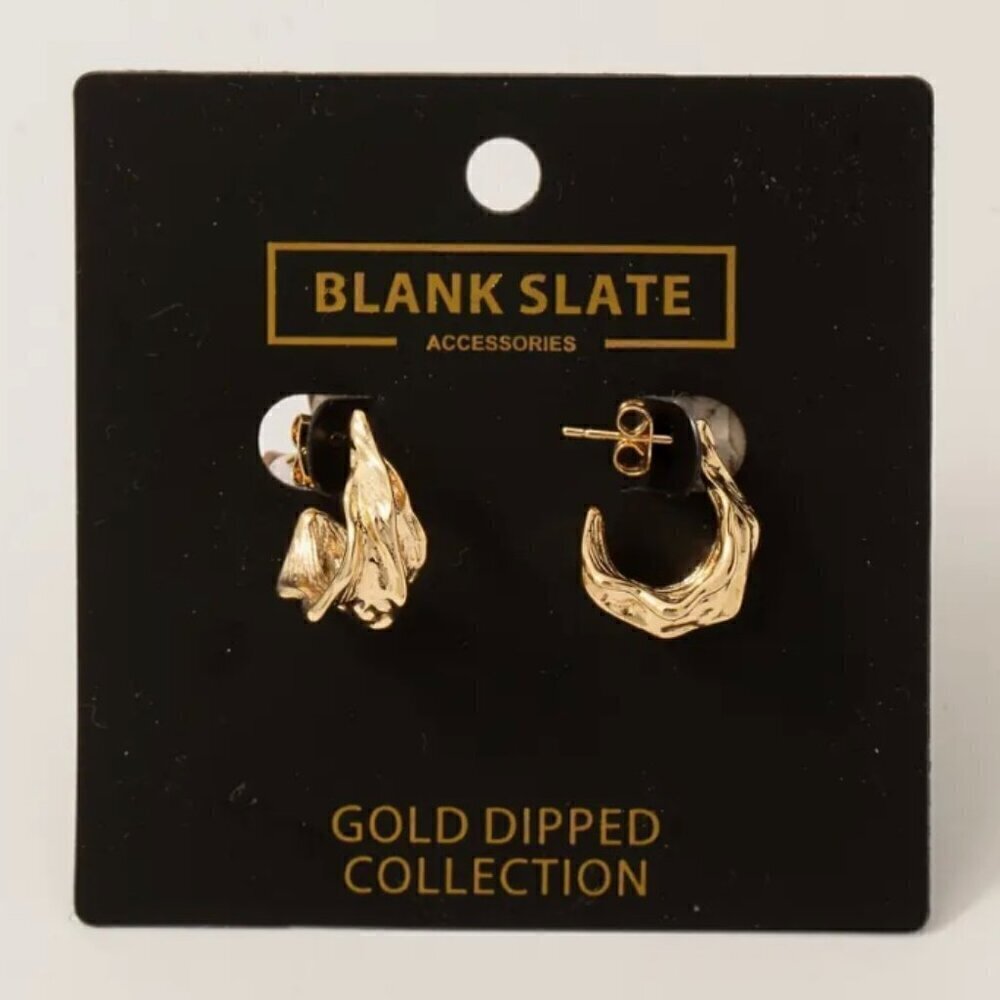 GOLD DIPPED MINI HAMMERED HOOP EARRINGS